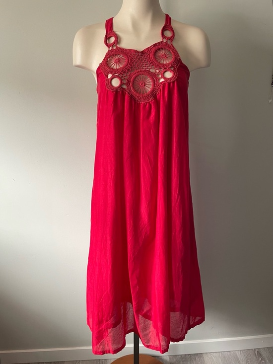 Vintage Dresses & Skirts - Y2K Vintage Pixie Crochet Midi Shift Swing Dress Racerback Red